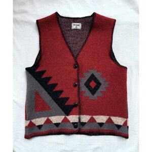 Vintage Nanook 100% Wool Blanket Vest Made In Canada Size M Southwestern Aztec